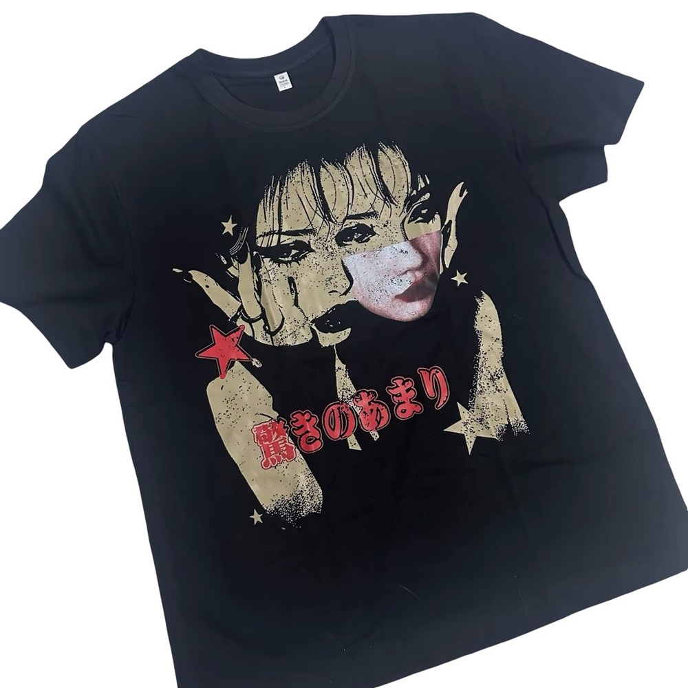 Black Graphic Japanese  T-Shirt